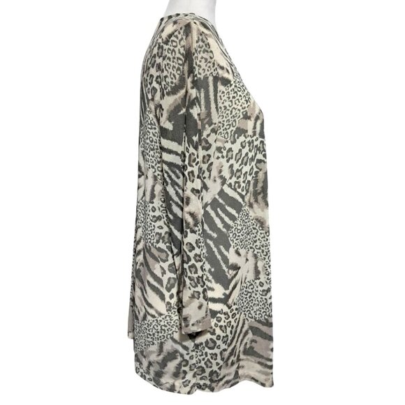 Chicos Mixed Leopard Zebra Print Open Front Cardigan Size 3 (XL) Boho - Picture 10 of 10